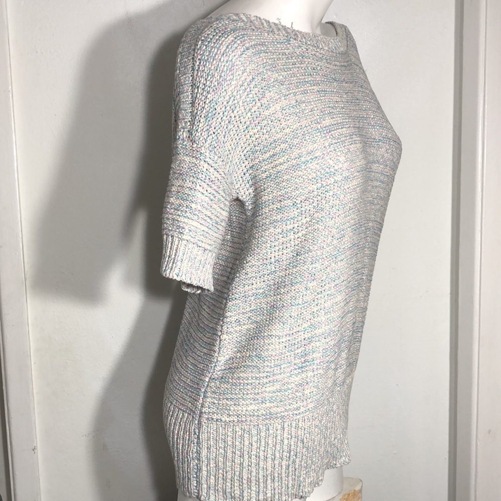 Viva La Vida Boatneck Pastel‎ Marl Crochet Knit Sweater Sz S